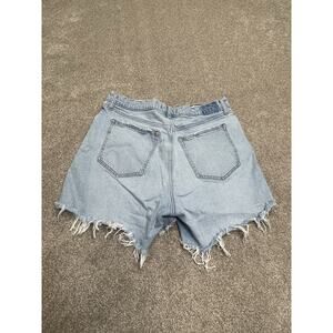 Abercrombie & Fitch Curve Love High Rise Dad Shorts Light Wash Raw Hem 32